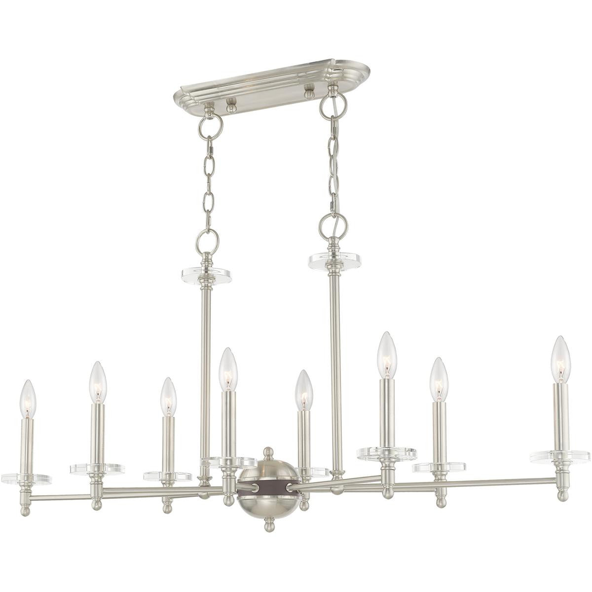 Eight Light Dimmable Chandelier With Shades