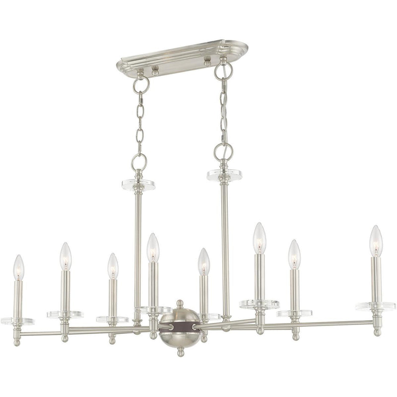 Eight Light Dimmable Chandelier With Shades