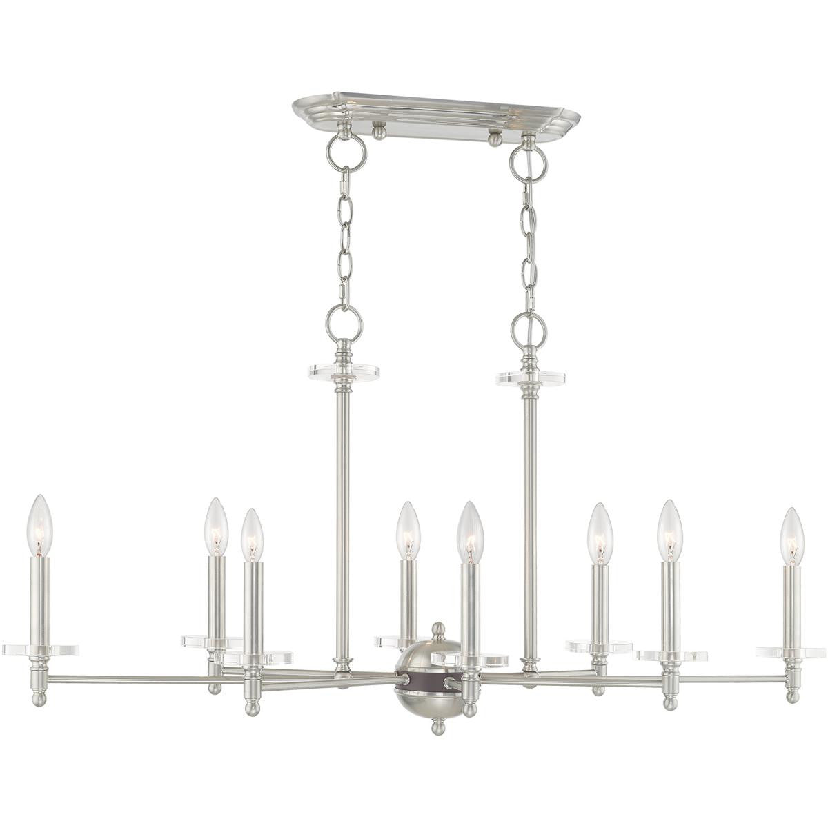 Eight Light Dimmable Chandelier With Shades
