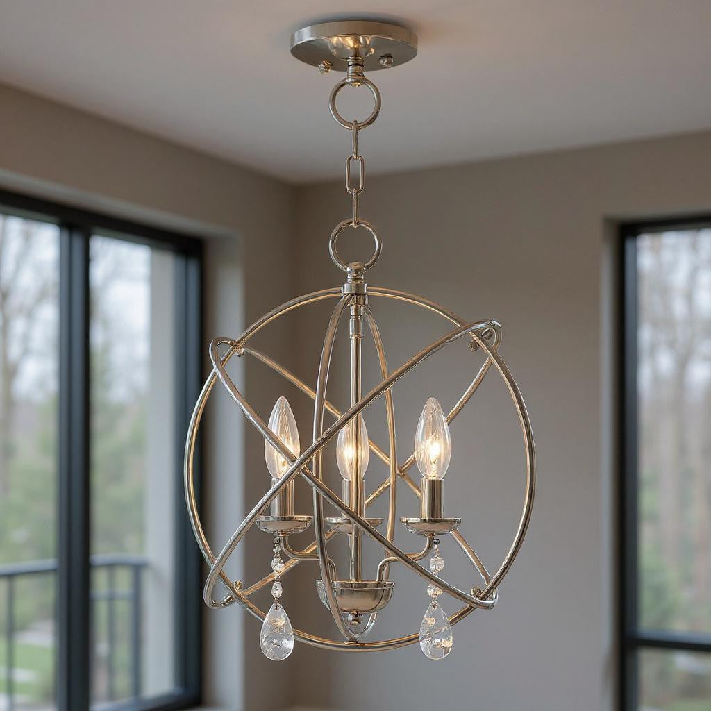 Three Light Dimmable Chandelier With Shades