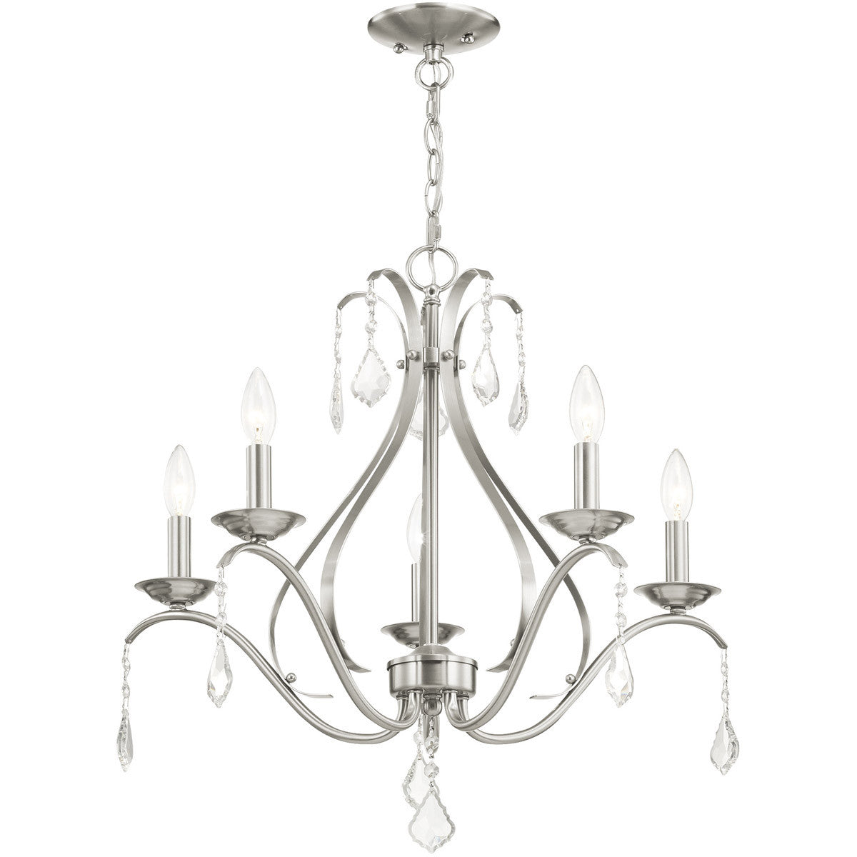 Five Light Dimmable Chandelier With Shades