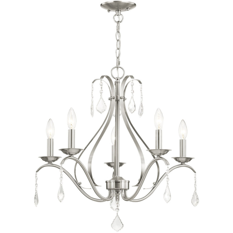 Five Light Dimmable Chandelier With Shades