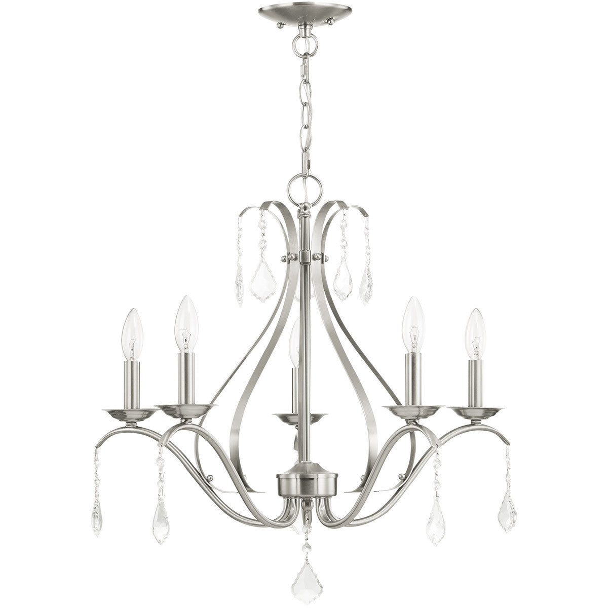 Five Light Dimmable Chandelier With Shades