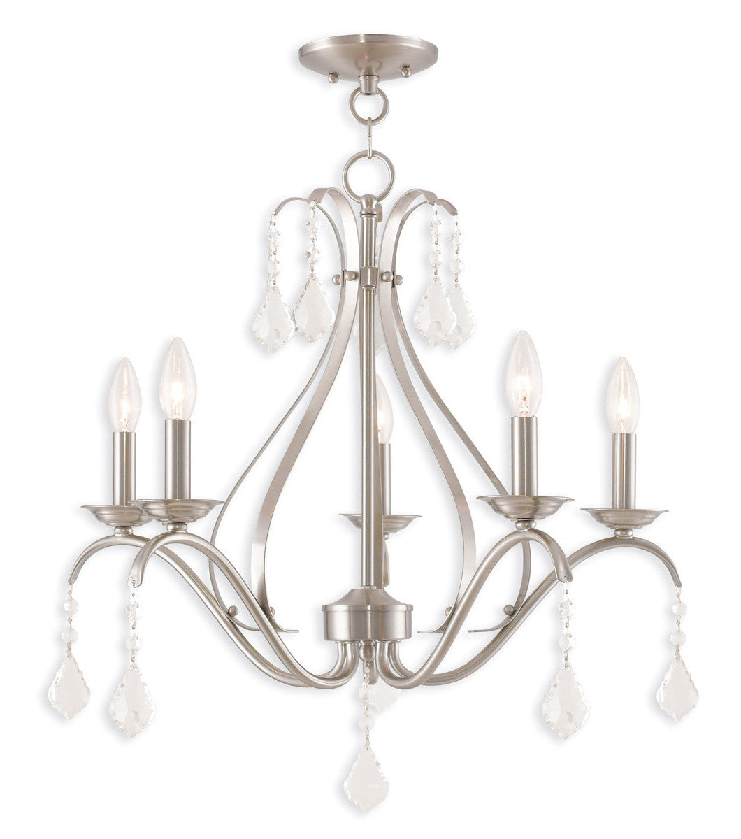 Five Light Dimmable Chandelier With Shades