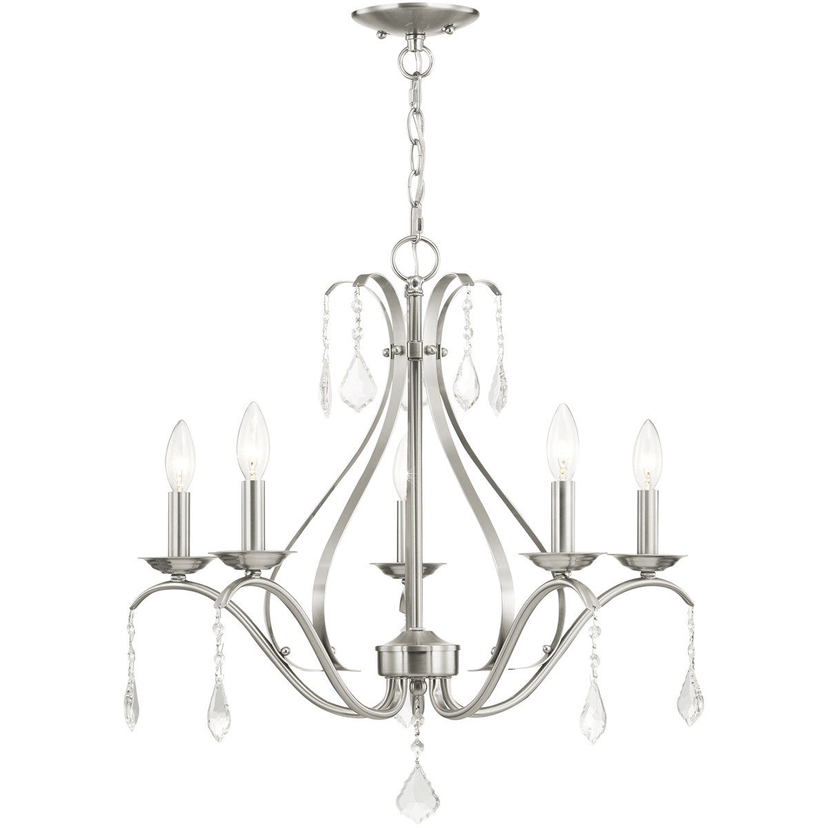 Five Light Dimmable Chandelier With Shades