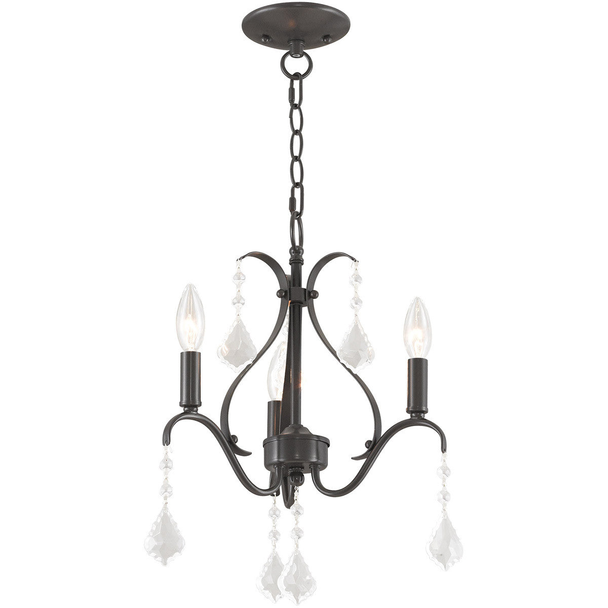 Three Light Dimmable Chandelier With Shades Default Title