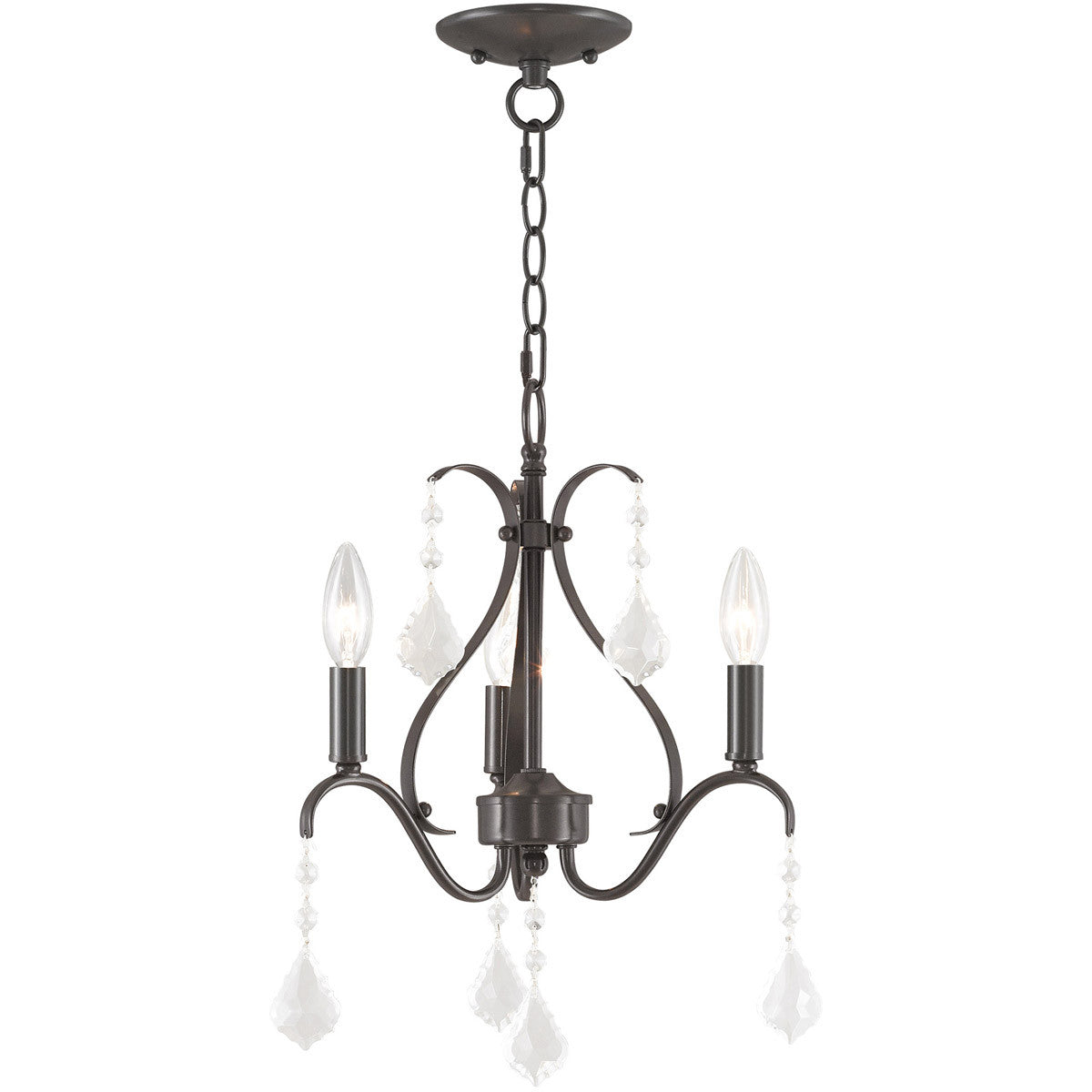 Three Light Dimmable Chandelier With Shades