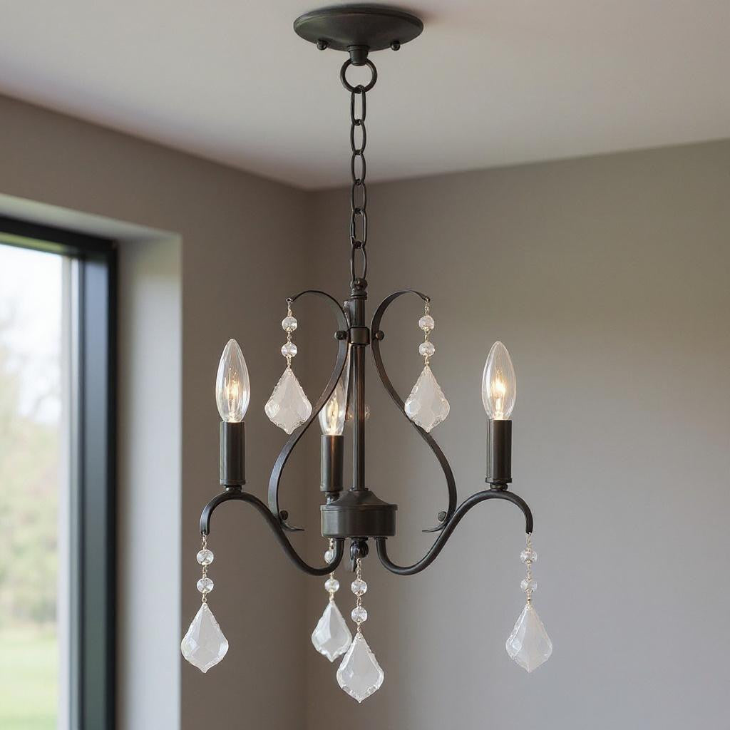 Three Light Dimmable Chandelier With Shades