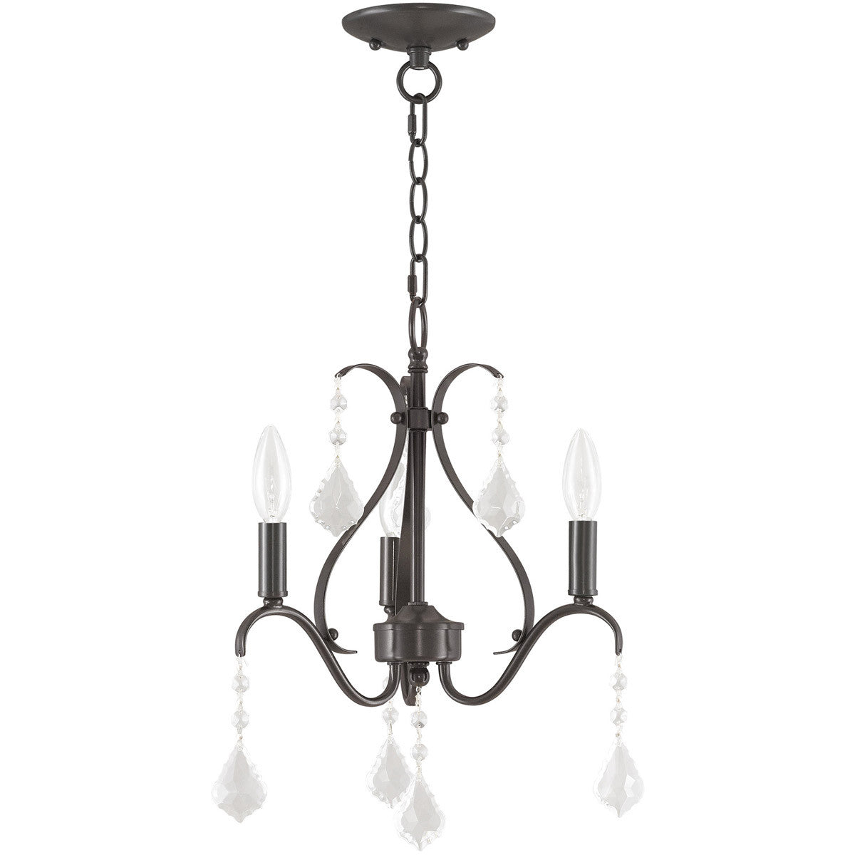 Three Light Dimmable Chandelier With Shades