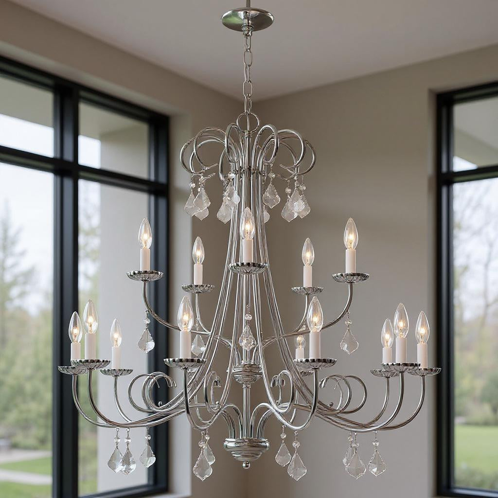 Multi Light Dimmable Chandelier With Shades