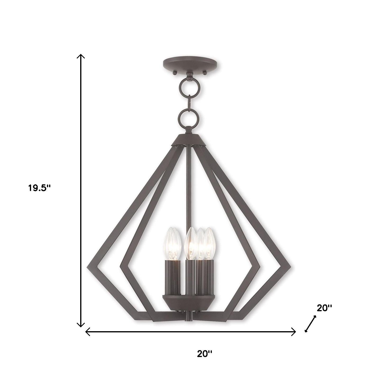 Bronze Five Light Dimmable Chandelier With Shades