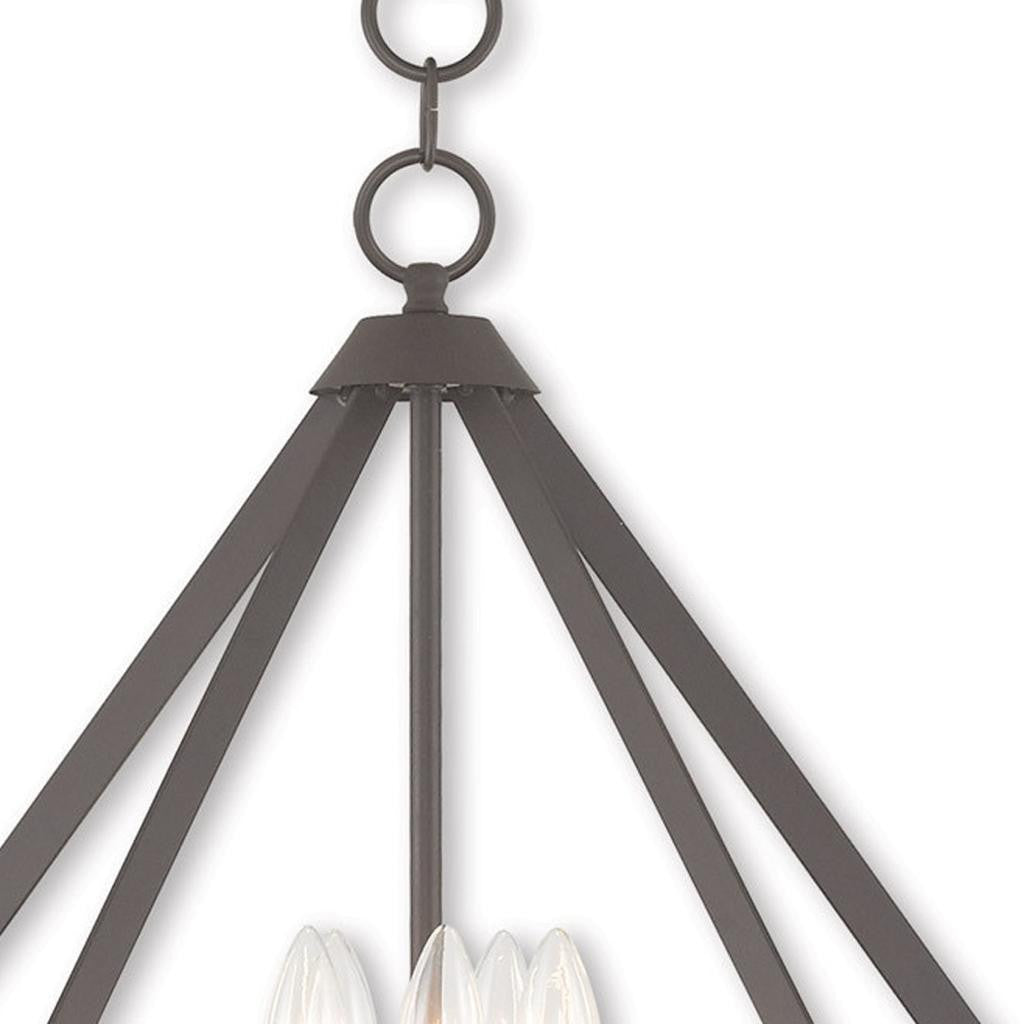 Bronze Five Light Dimmable Chandelier With Shades
