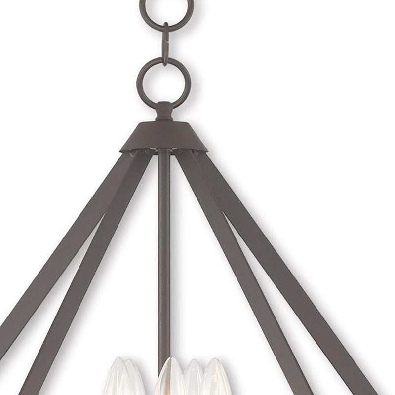 Bronze Five Light Dimmable Chandelier With Shades