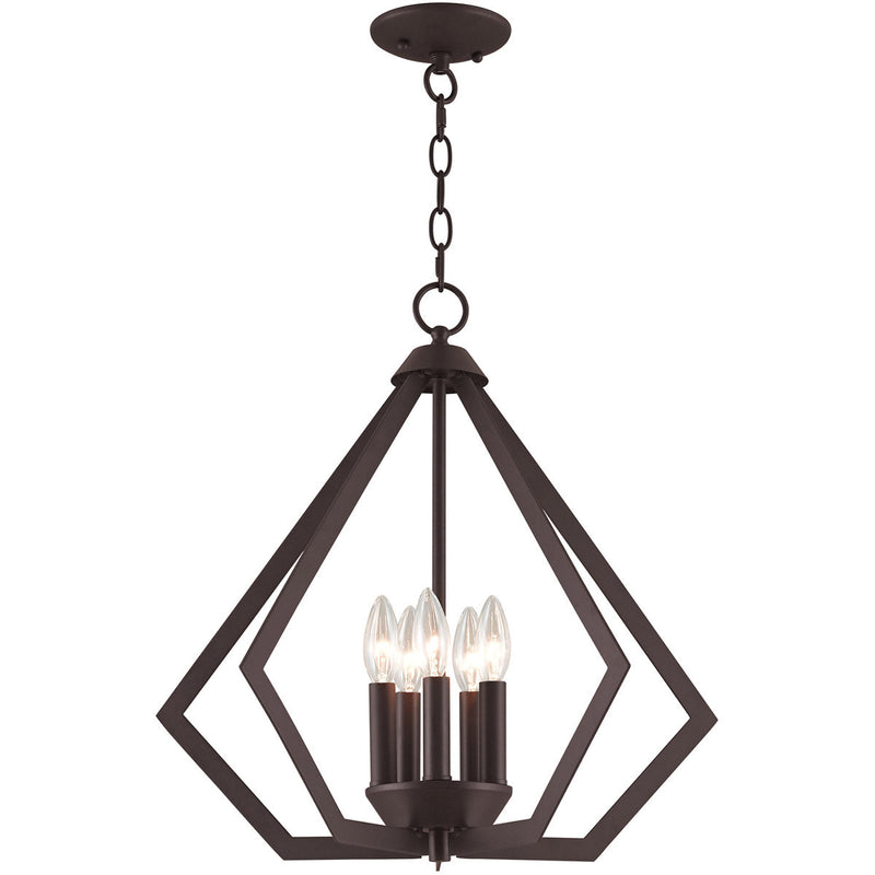 Bronze Five Light Dimmable Chandelier With Shades