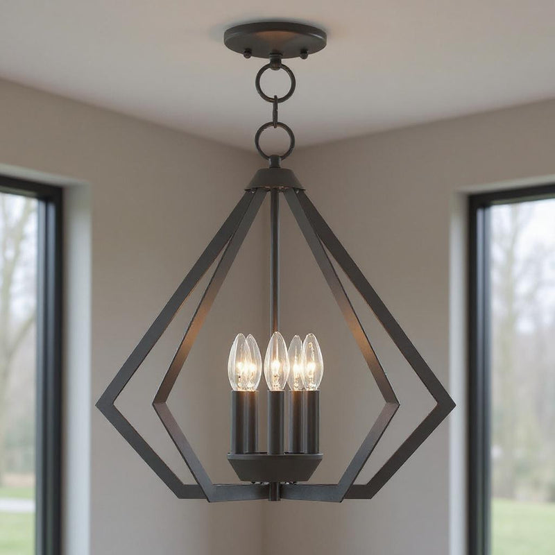 Bronze Five Light Dimmable Chandelier With Shades
