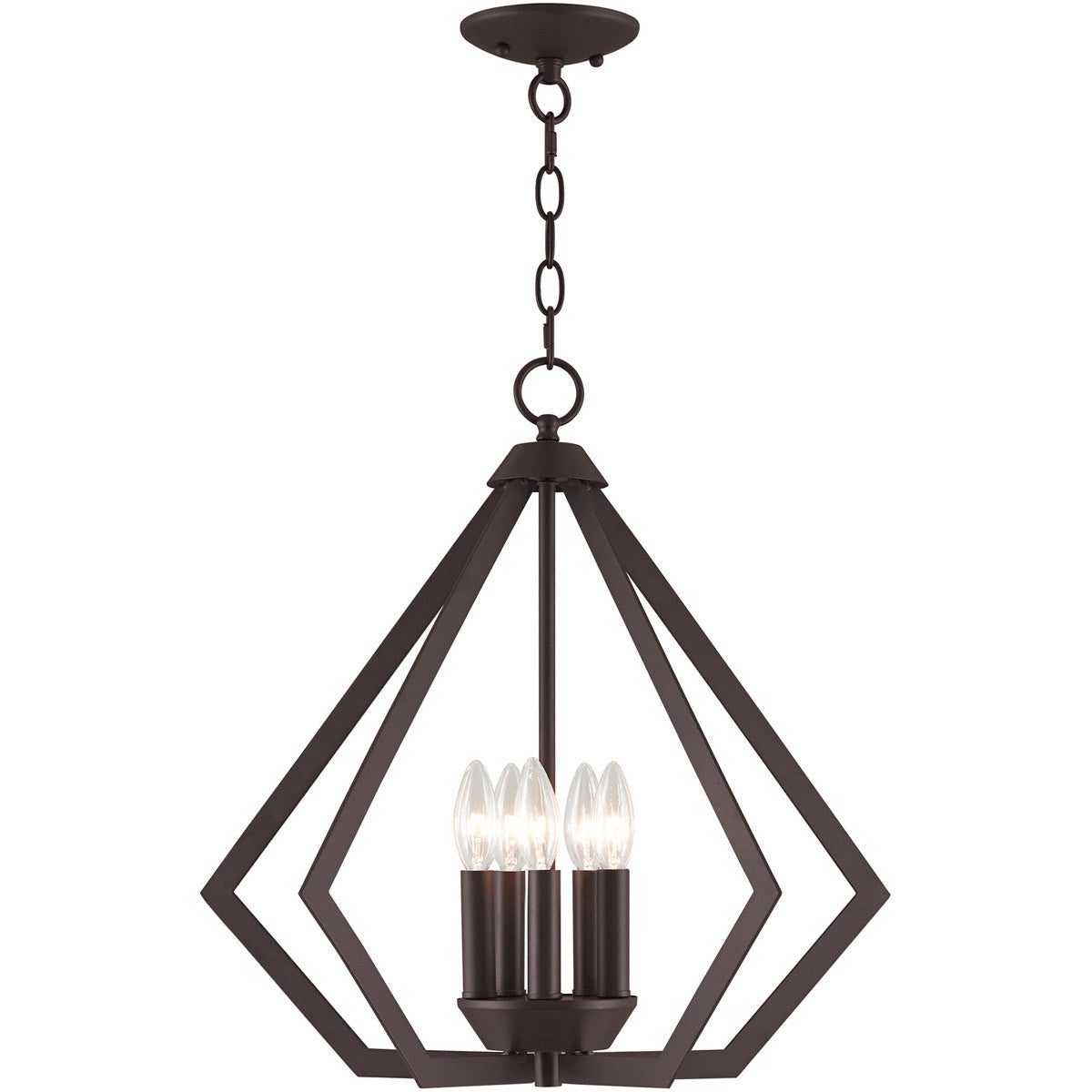 Bronze Five Light Dimmable Chandelier With Shades