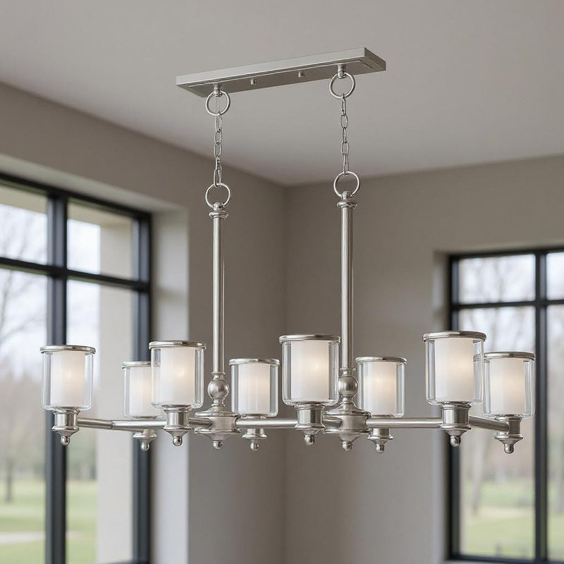 Eight Light Dimmable Chandelier With Shades