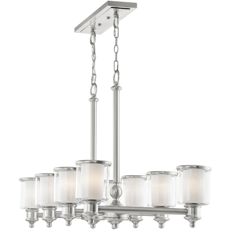 Eight Light Dimmable Chandelier With Shades