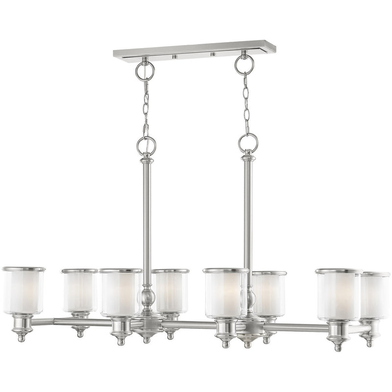 Eight Light Dimmable Chandelier With Shades