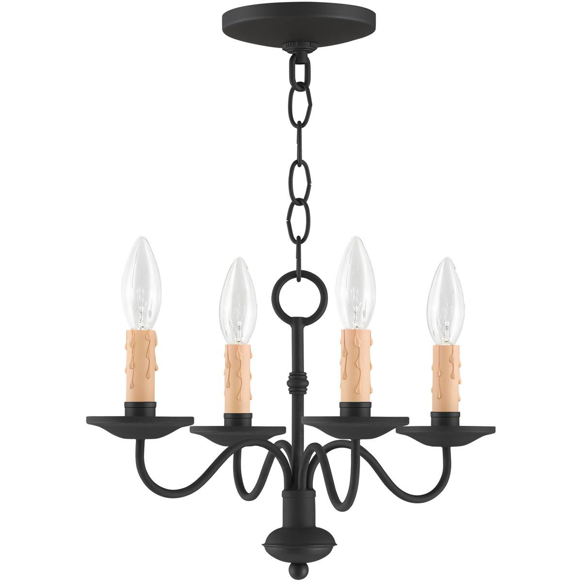 Black Four Light Dimmable Chandelier With Shades Default Title