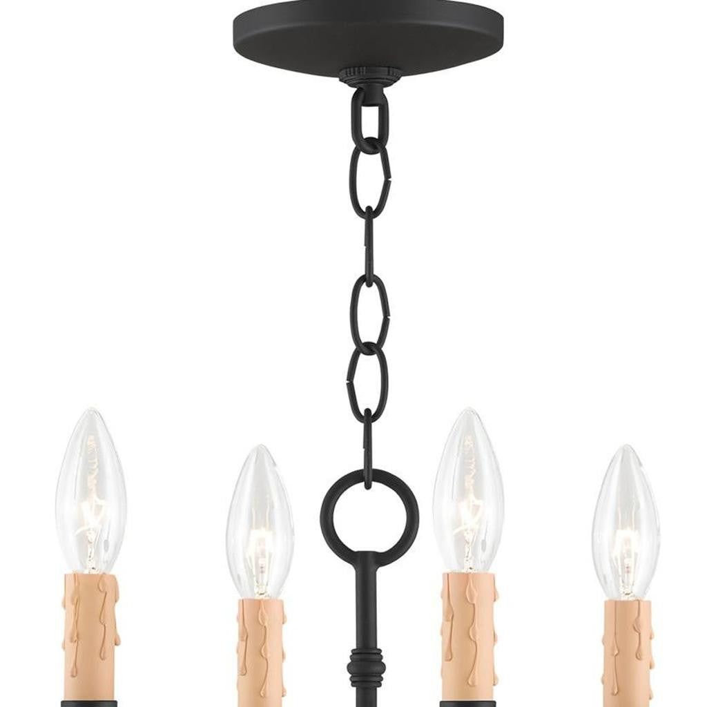 Black Four Light Dimmable Chandelier With Shades