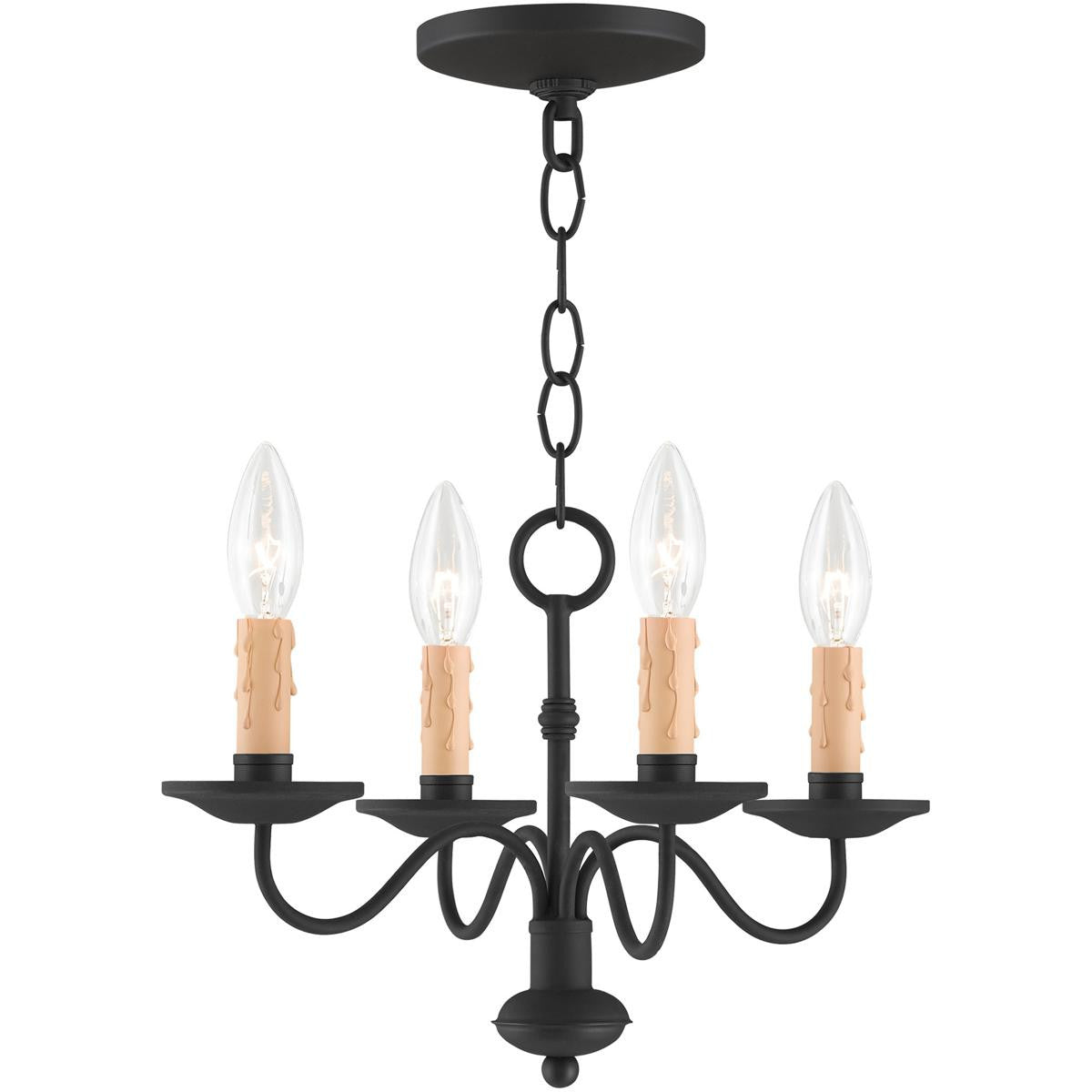 Black Four Light Dimmable Chandelier With Shades