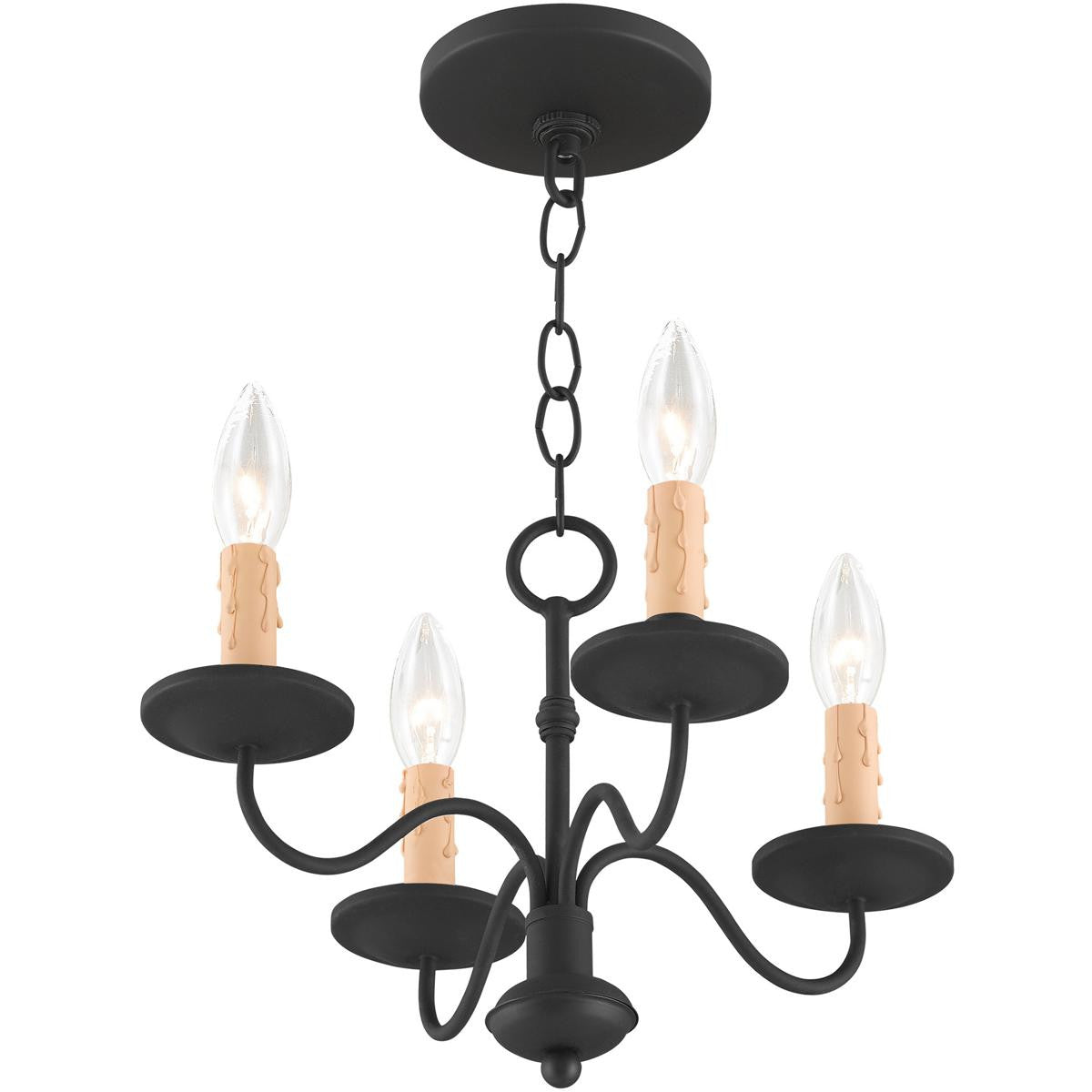 Black Four Light Dimmable Chandelier With Shades