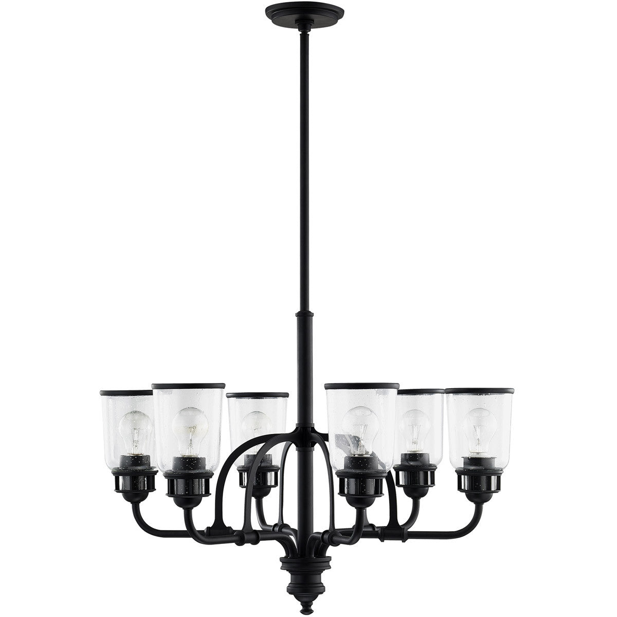 Black Six Light Dimmable Chandelier With Shades Default Title
