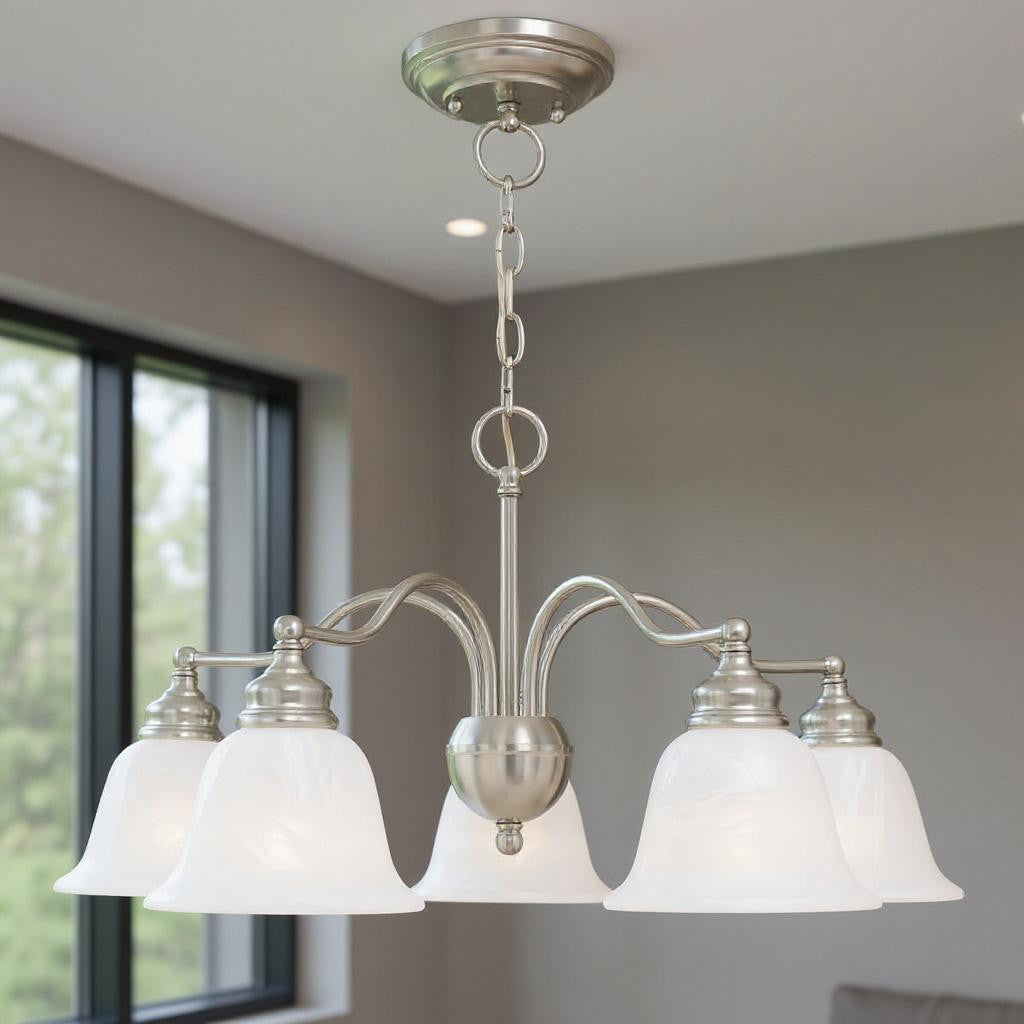 Five Light Dimmable Chandelier With Shades