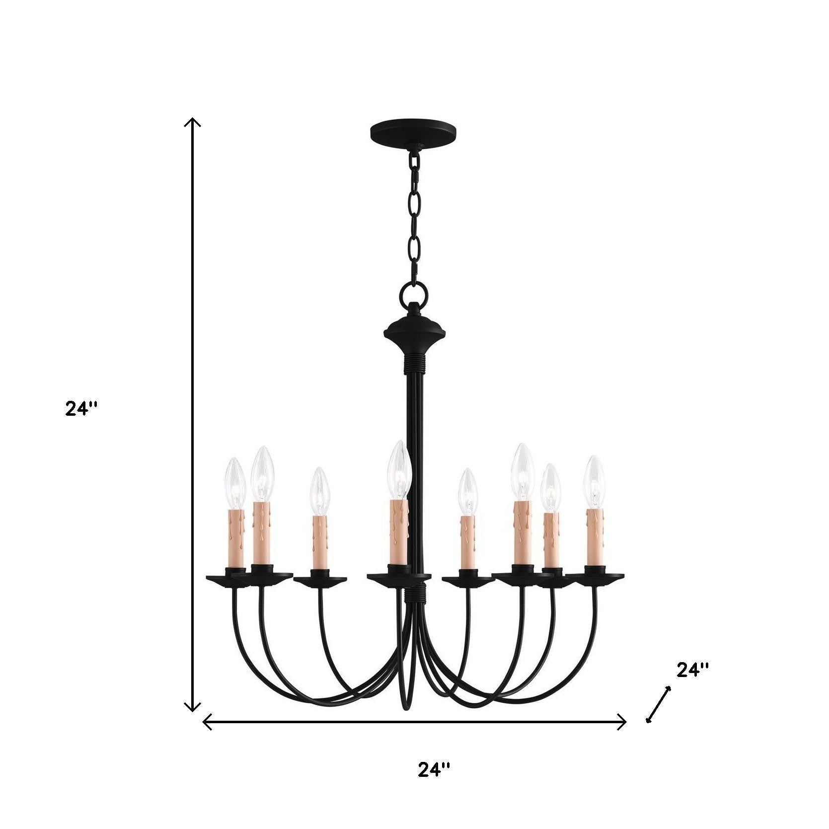 Black Eight Light Dimmable Chandelier With Shades Default Title