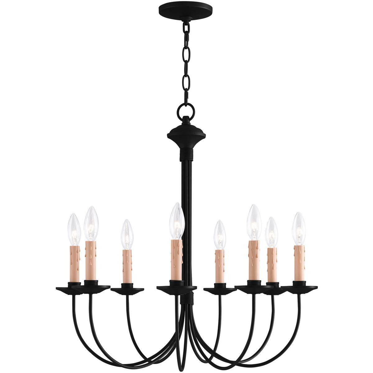 Black Eight Light Dimmable Chandelier With Shades