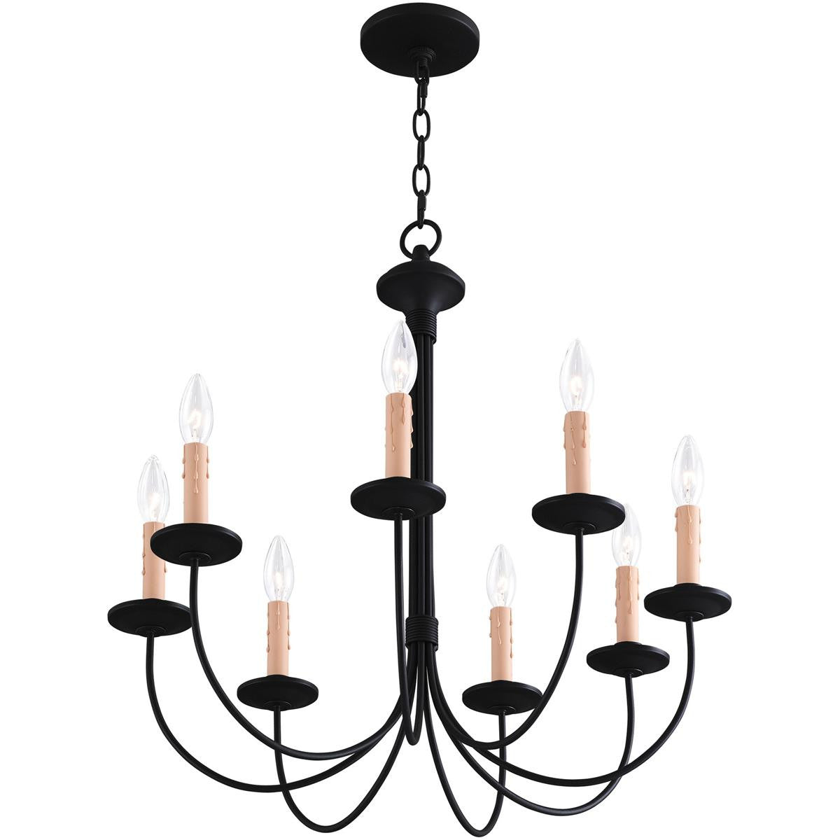 Black Eight Light Dimmable Chandelier With Shades