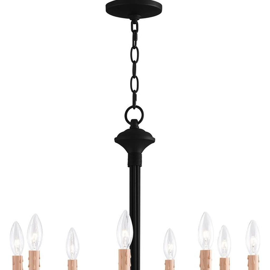 Black Eight Light Dimmable Chandelier With Shades