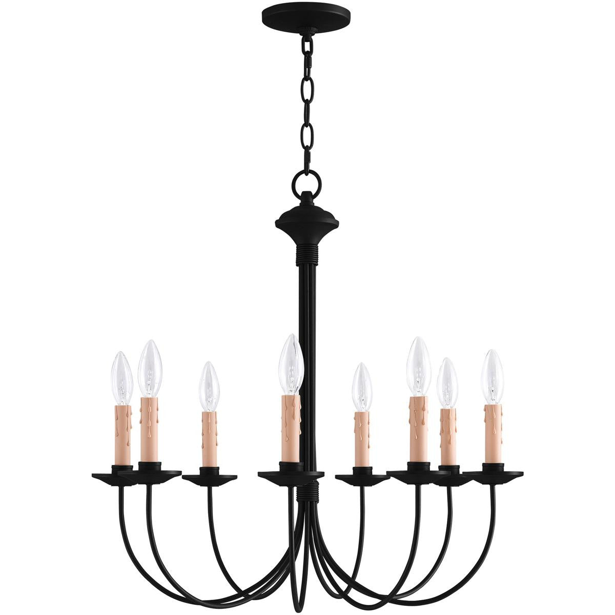 Black Eight Light Dimmable Chandelier With Shades