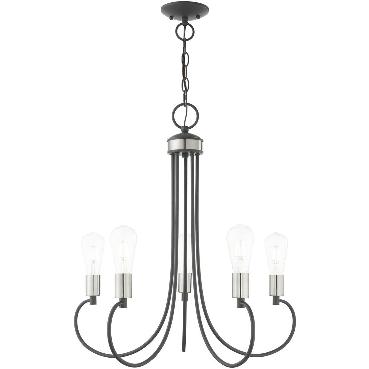 Five Light Dimmable Chandelier With Shades