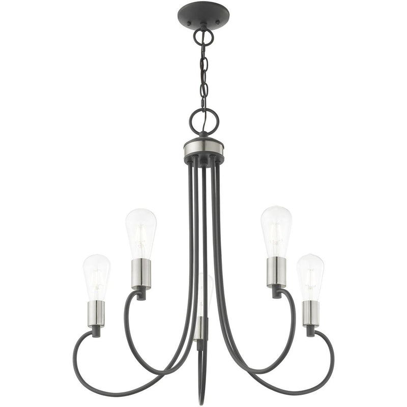 Five Light Dimmable Chandelier With Shades