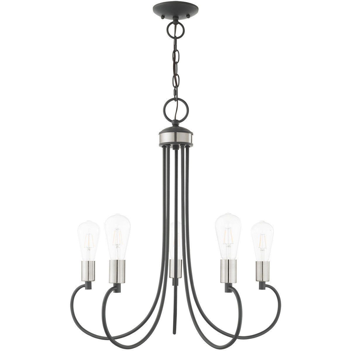 Five Light Dimmable Chandelier With Shades