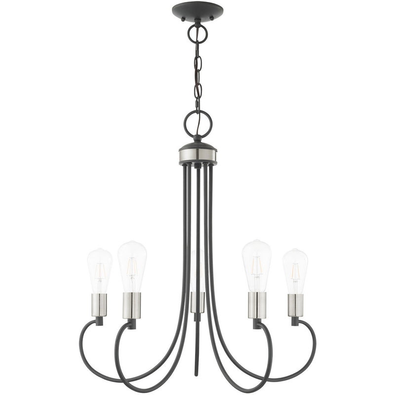 Five Light Dimmable Chandelier With Shades