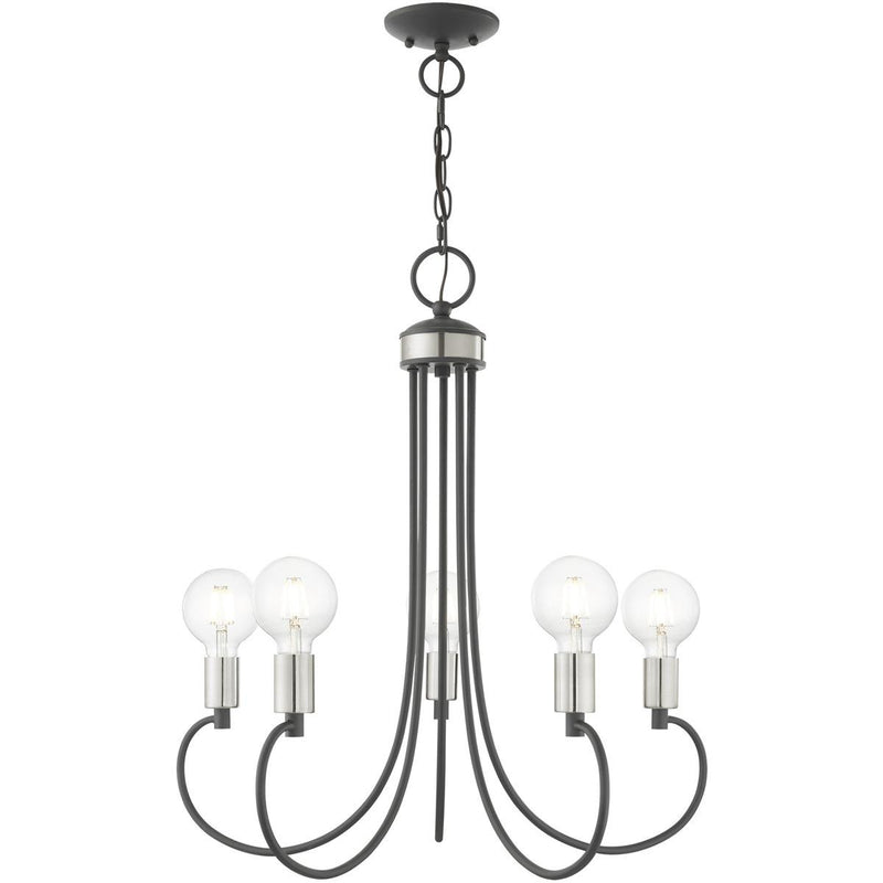 Five Light Dimmable Chandelier With Shades