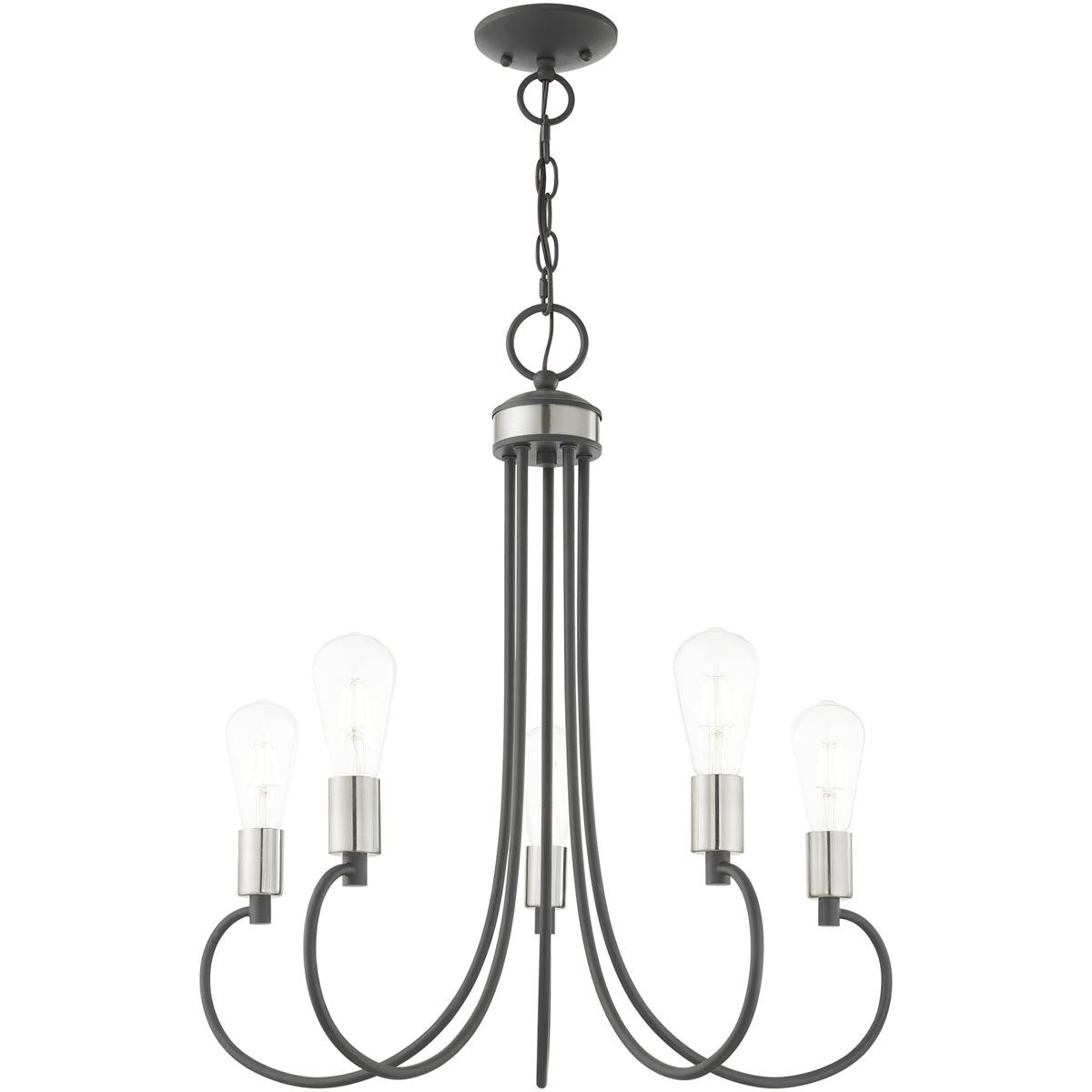 Five Light Dimmable Chandelier With Shades