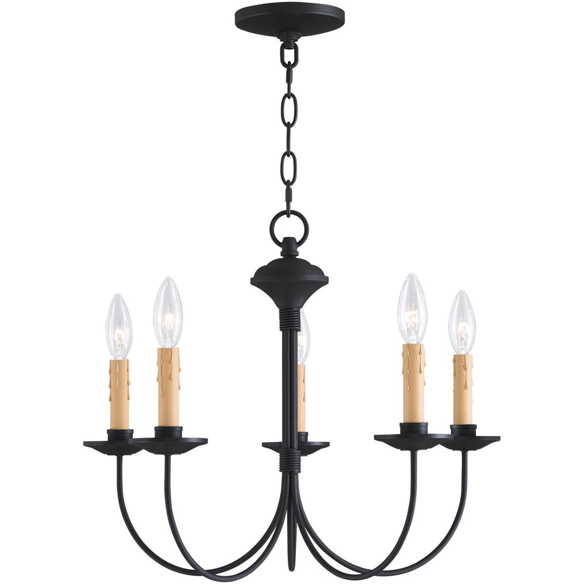 Black Five Light Dimmable Chandelier With Shades Default Title