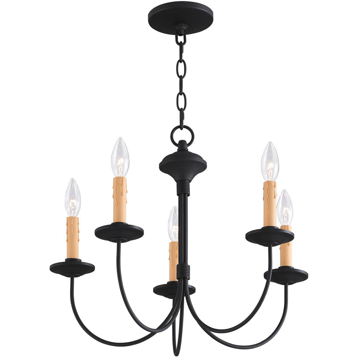 Black Five Light Dimmable Chandelier With Shades
