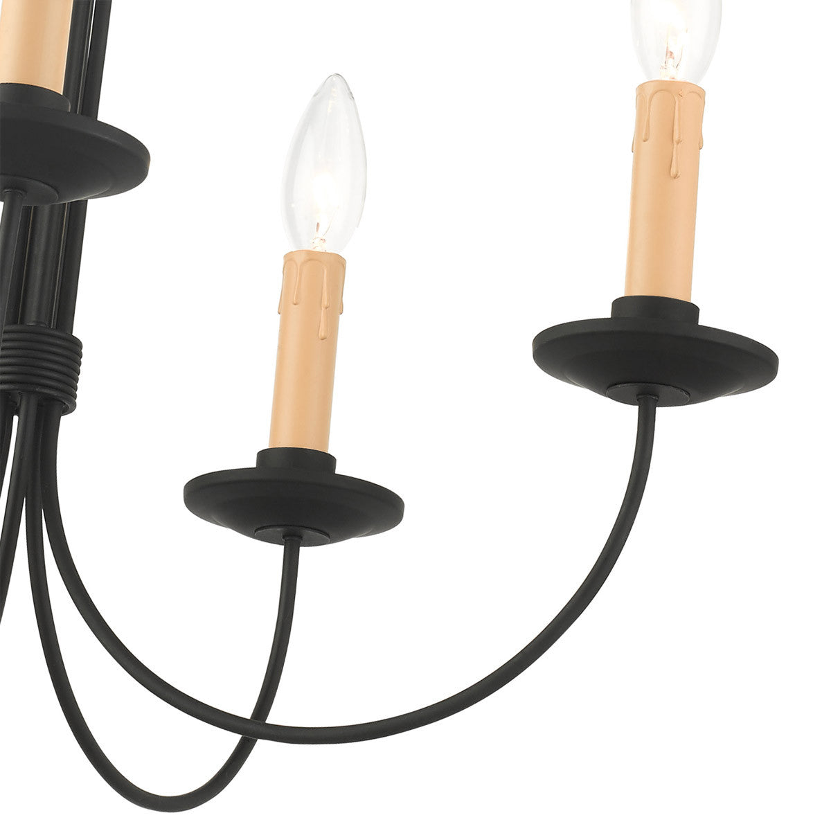 Black Five Light Dimmable Chandelier With Shades