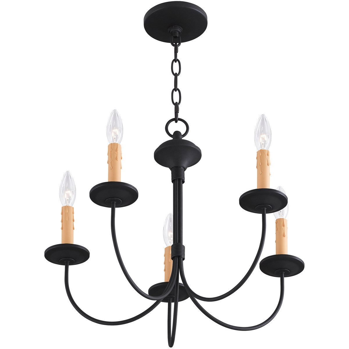 Black Five Light Dimmable Chandelier With Shades