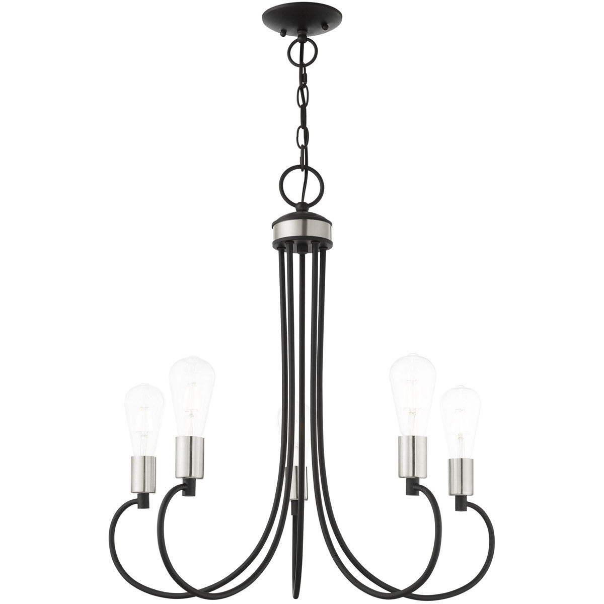 Five Light Dimmable Chandelier With Shades