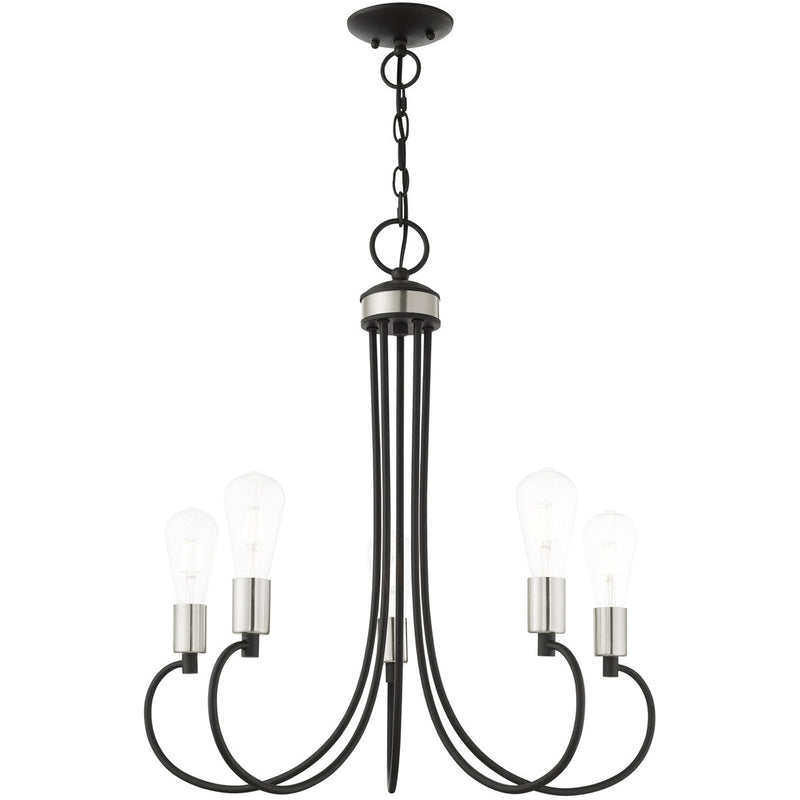 Five Light Dimmable Chandelier With Shades