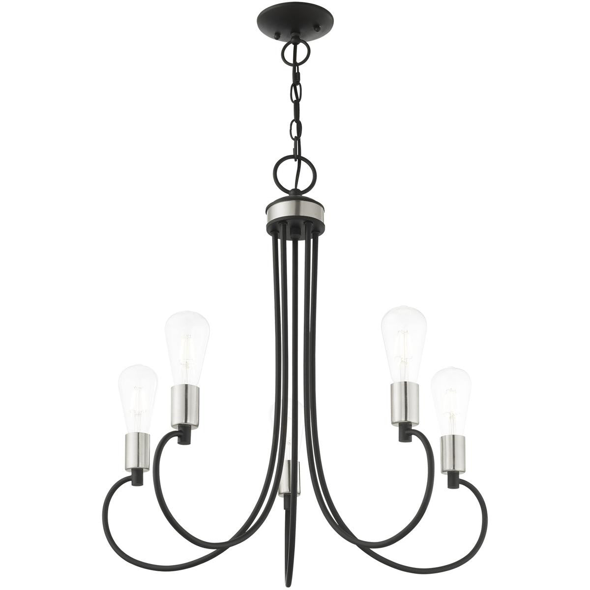 Five Light Dimmable Chandelier With Shades