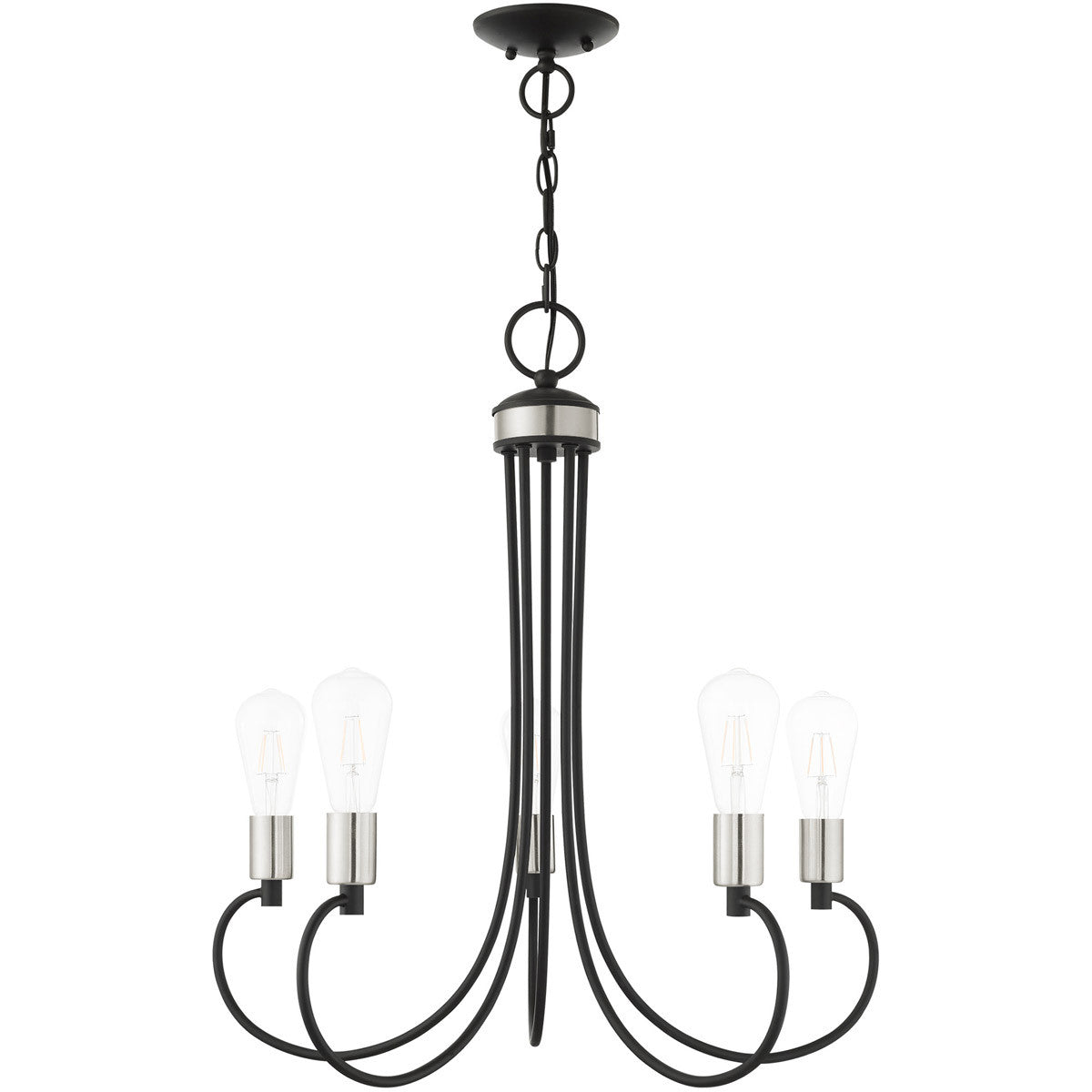 Five Light Dimmable Chandelier With Shades