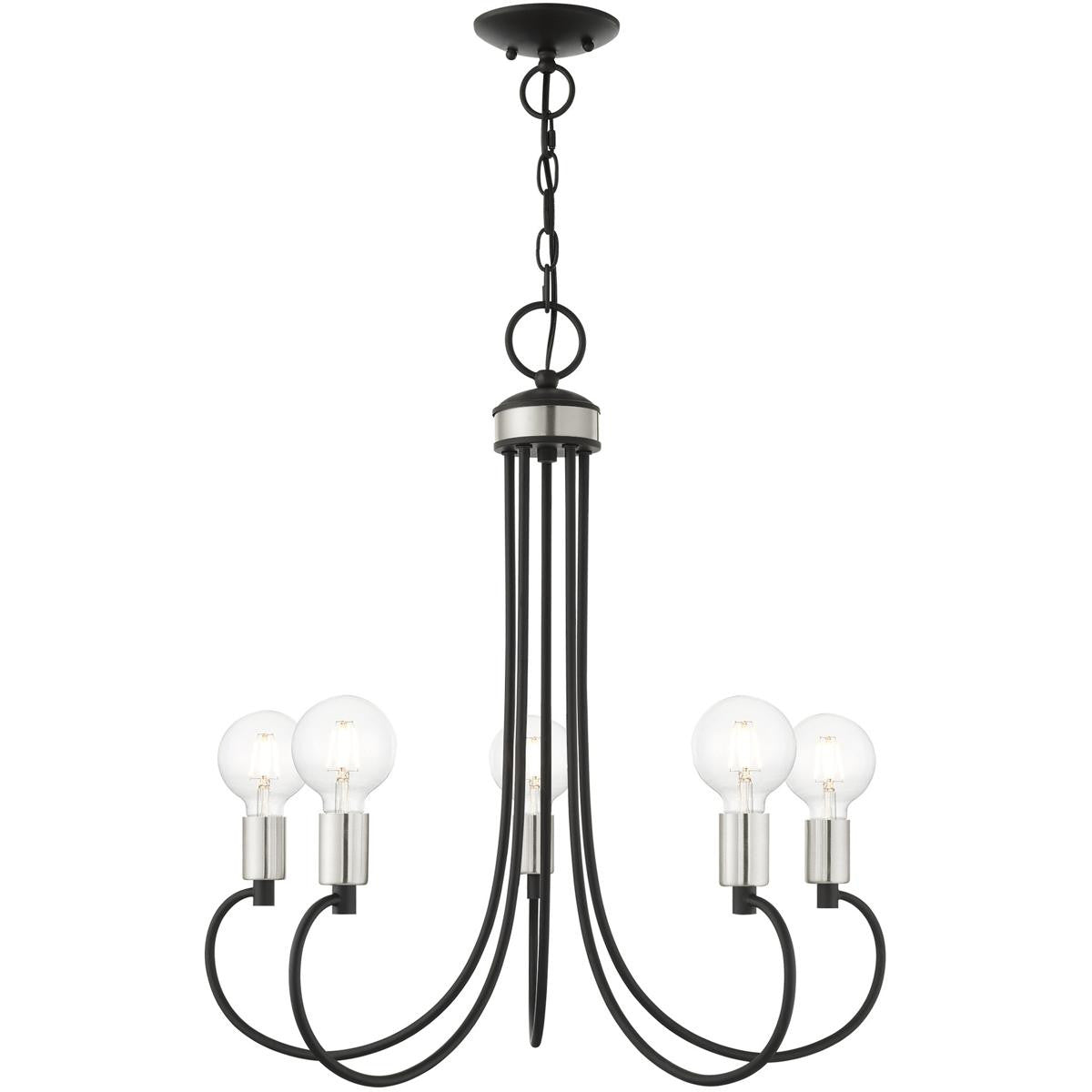 Five Light Dimmable Chandelier With Shades