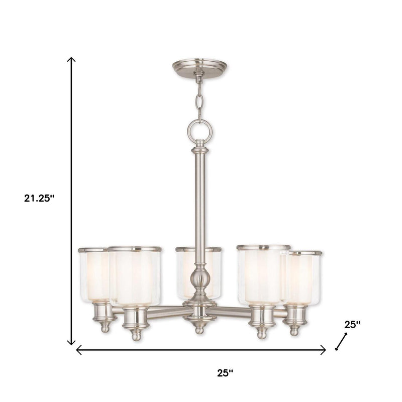 Five Light Dimmable Chandelier With Shades
